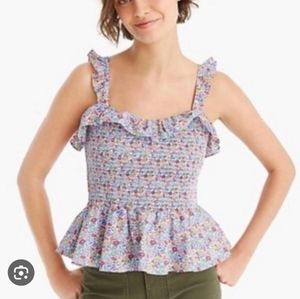 Jcrew smocked ruffle tank NWT